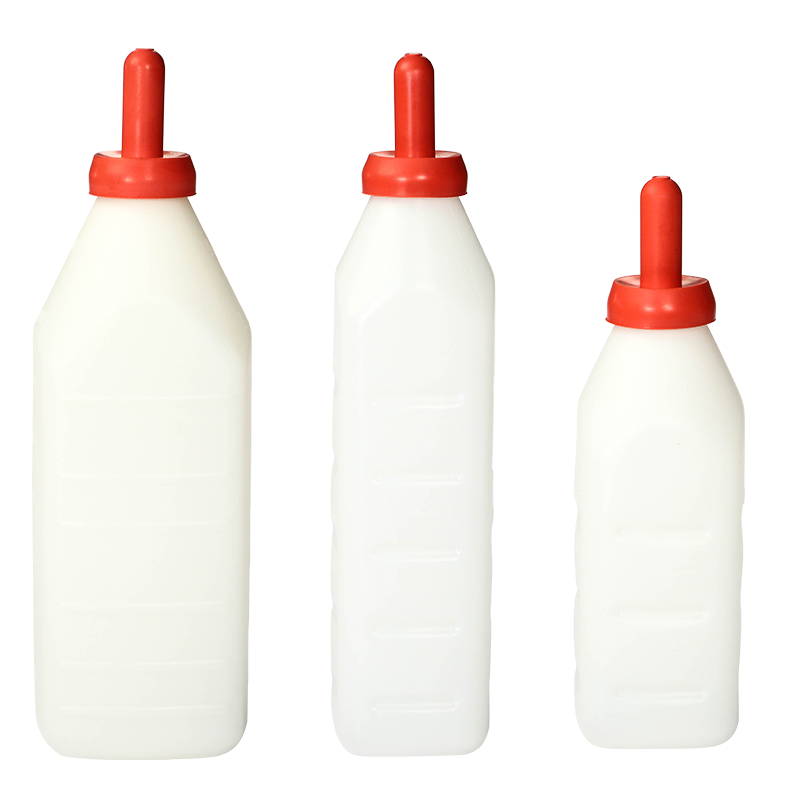 12 Pk Plastic 4-1/4" W x 13-1/2" H Calf Feeding Water Milk Bottle W/Nipple 9812 